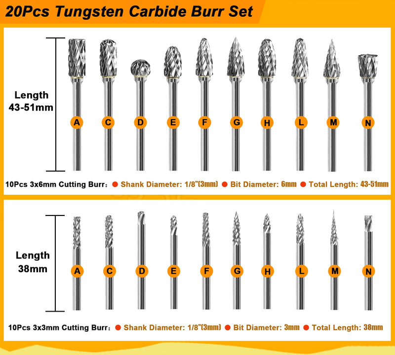 Tungsten Carbide Burr Set 1/8" Shank，Die Grinder Bits with Sanding Drums and Grinding Stone Set, 194Pcs Pratical Sanding Bits Kit Compatible with Dremel Rotary Tool 194 Pcs