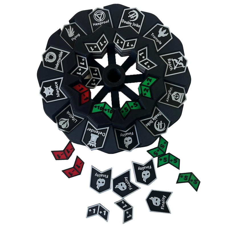 [Australia - AusPower] - MTG Abilities Keywords Counter Wheel, Black Token Tracker 7.5 inch Diameter,123-Piece Keyword and Life Counter Bulk Tokens MTG, TCG, Cards Gaming Accessories 