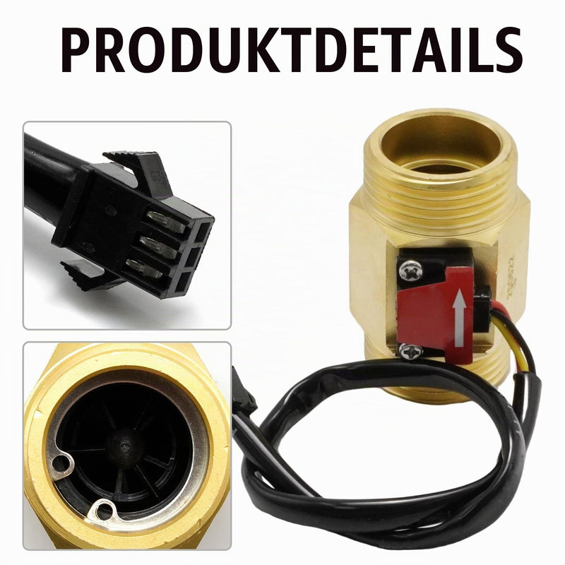 Hoypeyfiy 1 inch (1.3 inch) water flow sensor, stable hall flow meter for water heaters, water machines and industrial applications