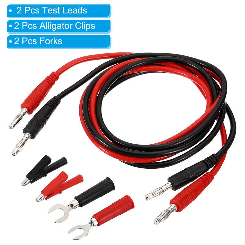 [Australia - AusPower] - PATIKIL 4mm Banana Plug to Banana Plug Test Leads Set, 1000V/15A Flexible Wire with Alligator Clip Fork for Multi-Meter, Electrical Test Jumper, Red Black 