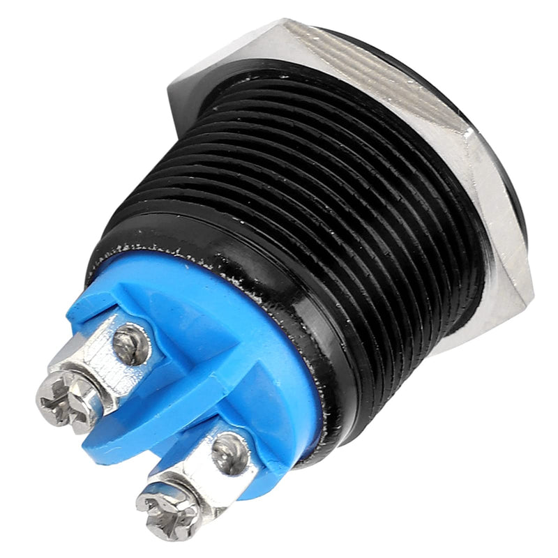 [Australia - AusPower] - Metal Push Button Switch, Metal Push Button Switch, Metal Push Button, Flat Head, Normally Open Button, Full Oxidation, Self-Resetting Jog Screw,, black 