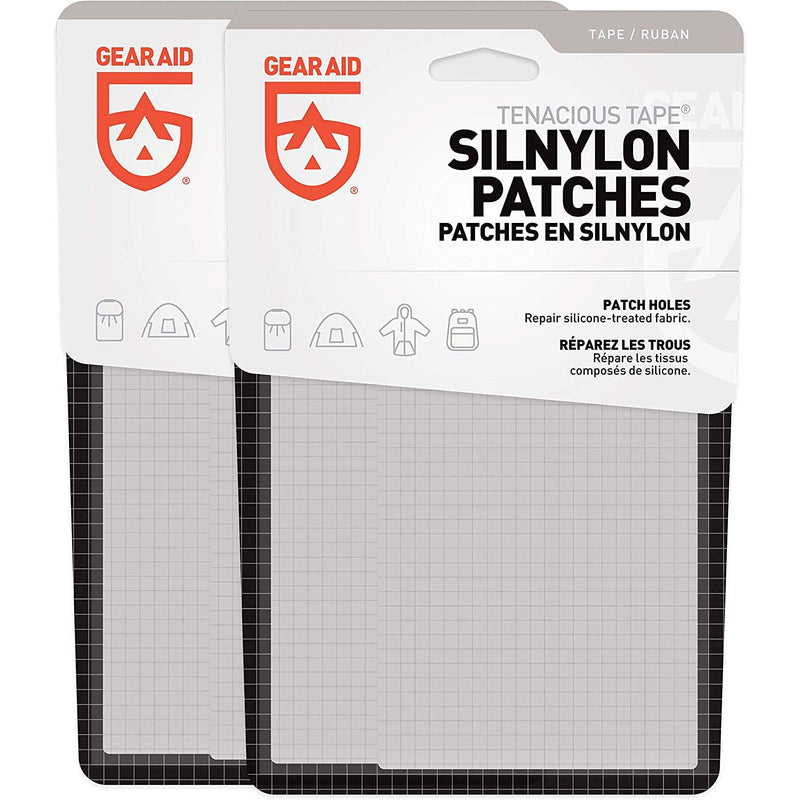 GEAR AID Tenacious Tape Silnylon Patches for Silicone Tent and Tarp Repair, 3”x5” 2 Pack