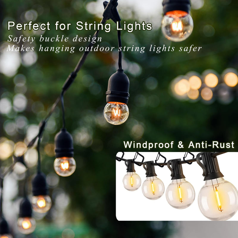 [Australia - AusPower] - 20 PCS Q-Hanger Hooks for String Lights,Ceiling Hooks for Hanging Plants,Screw Hooks for Wind Chimes,Bird Feeder,Lanterns,Christmas Decorations Outdoor String Lights Hooks(Square Hanger) Black 20 