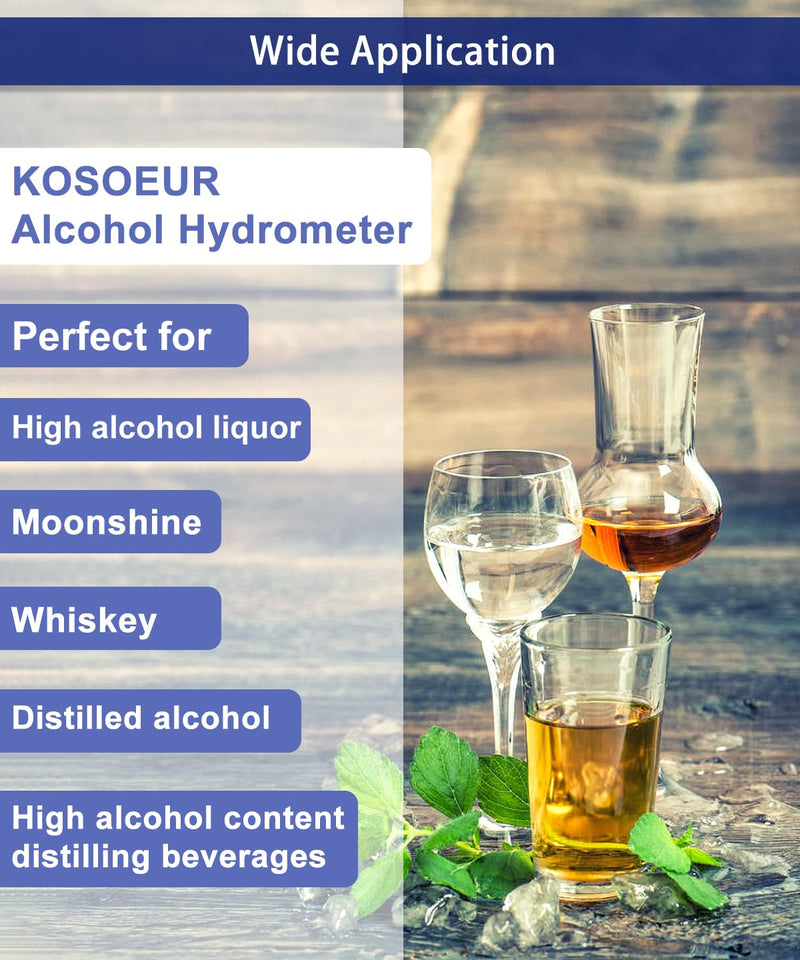[Australia - AusPower] - Hydrometer Alcohol Meter Kit, Hydrometer Alcohol 0-200 Proof and Tralle, Alcohol Tester for Liquor, Alcohol Hydrometer for Moonshine, Liquor, Spirits, Proofing, Distilling, with Hydrometer Test Jar 