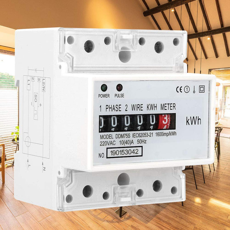 [Australia - AusPower] - Electric Meter, Mini Lightweight Single Phase 4P LED Din Rail Electricity Power Consumption Wattmeter Energy Mete DDM75S 10-40A 