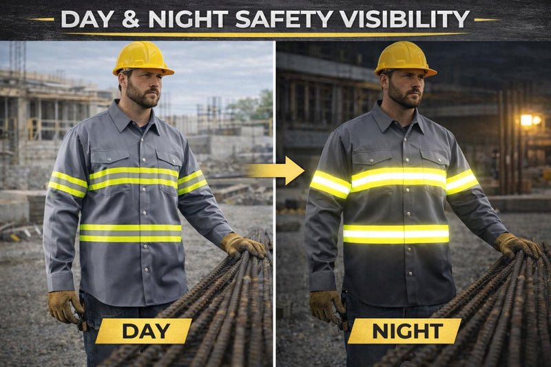 Premium High Visibility Safety Shirt - Full Sleeve Medium Light Grey