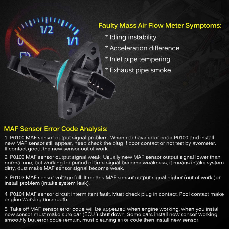 [Australia - AusPower] - FAERSI Mass Air Flow Sensor Meter MAF 22680-4M500 22680-6N201 Compatible with Nissan Infiniti G20 I30 Maxima Sentra, 2000-2002 G20 2.0L, 2000 2001 I30 Maxima 3.0L & Sentra 2.0L 