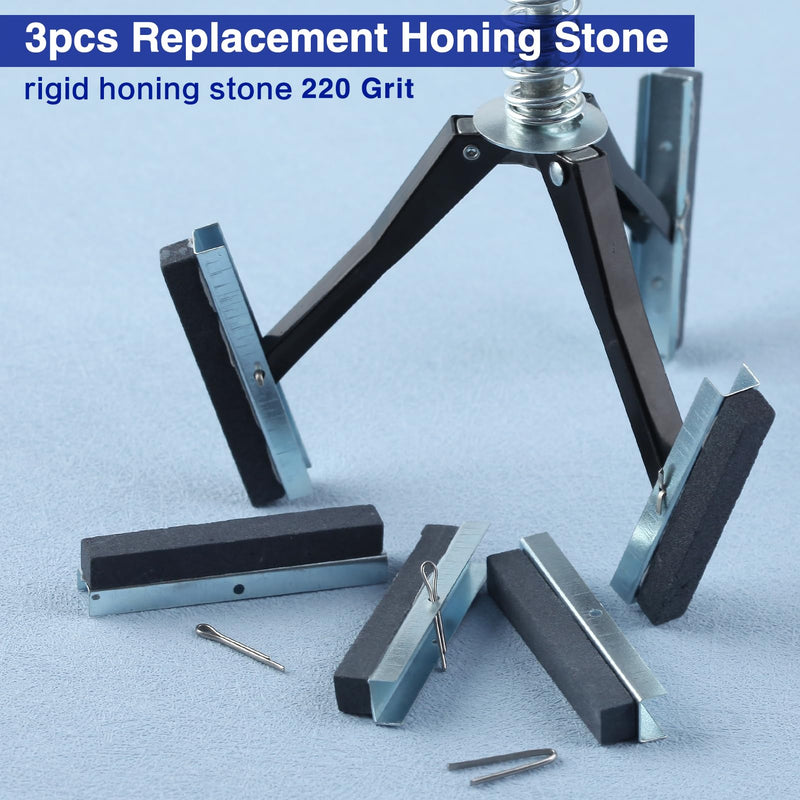 [Australia - AusPower] - SPEEDWOX Engine Cylinder Hone Tool Adjustable Deglazer with 3-Piece 50mm Long Stones 220 Grit Kit Engine Brake Cylinder Hone Adjustable Deglazer for Grinding Holes from 1-1/4"to 3-1/2" Diameter 