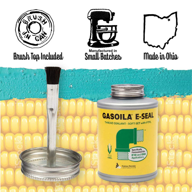 [Australia - AusPower] - Gasoila - GE04 E-Seal Pipe Thread Sealant with PTFE Paste, Non-Hardening, -100 to 600 Degree F, 1/4 Pint Brush 