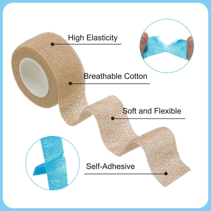 PATIKIL Sports Self-Adhesive Tape, 4 Pack 2" X 5 Yards Bandage Wrap Breathable Elastic Tape Prevent Finger Friction for Golf Baseball Volleyball, Skin Tone