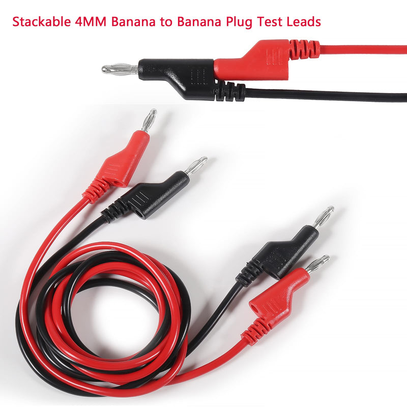 [Australia - AusPower] - 2PCS Stackable 4MM Banana to Banana Plug Test Leads Banana Plug Test Cables 1m/3.28ft for Electrical Testing Multimeter(Red+Black) 2pcs 