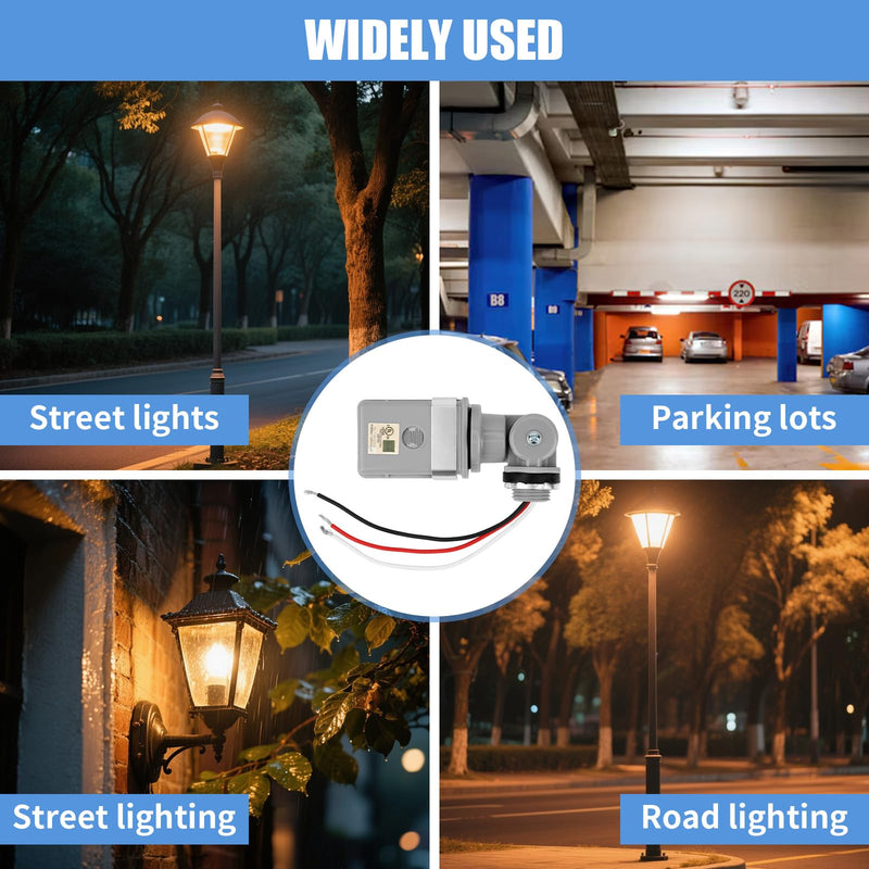 [Australia - AusPower] - Photocell Sensor for Outdoor Lights, 120VAC 50/60Hz Controls Lighting Dusk to Dawn IP54 Waterproof Photoelectric Switch with Swivel Mount for LED/Halogen/CFL in Street Yard Landscape 1 