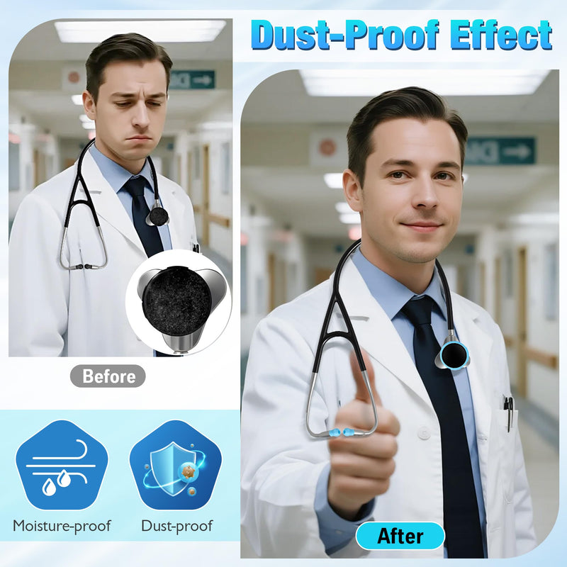 [Australia - AusPower] - Echo Stethoscope Accessories Compatible with EKO Core 500 Digital Stethoscope, 3 Pcs Silicone Protective Chestpiece Cover and 12 Pcs Ear Tips Replacement, Dustproof Protection Design 