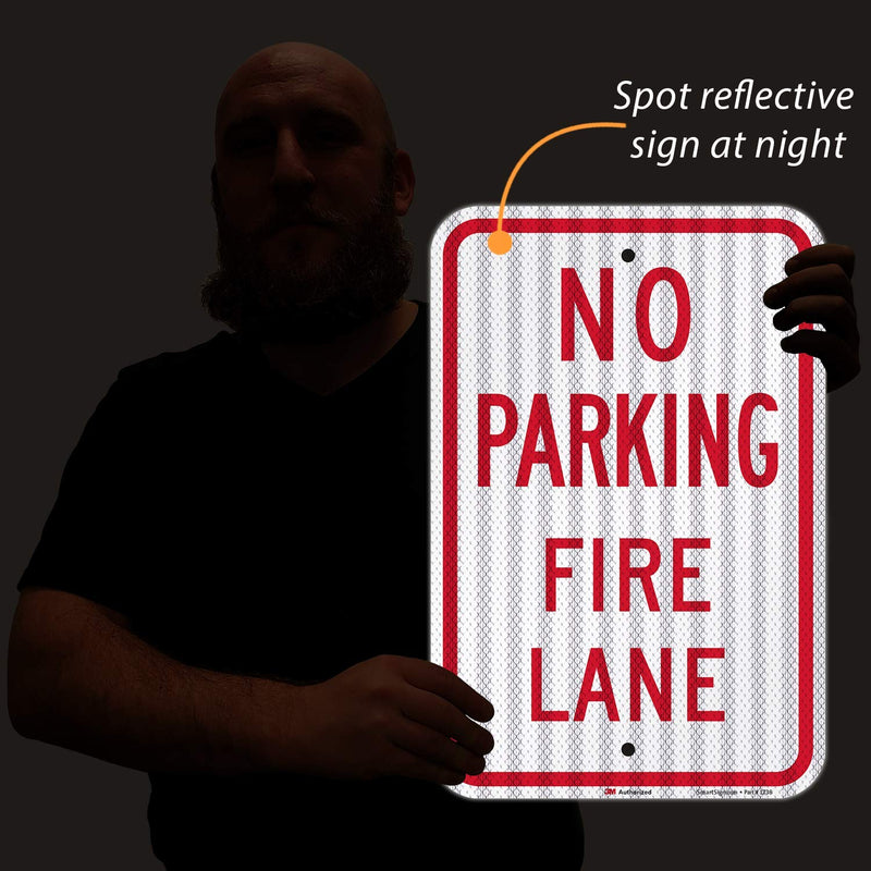 "No Parking - Fire Lane" Sign By SmartSign | 12" x 18" 3M High Intensity Grade Reflective Aluminum 12" x 18" - HI Reflective Aluminum