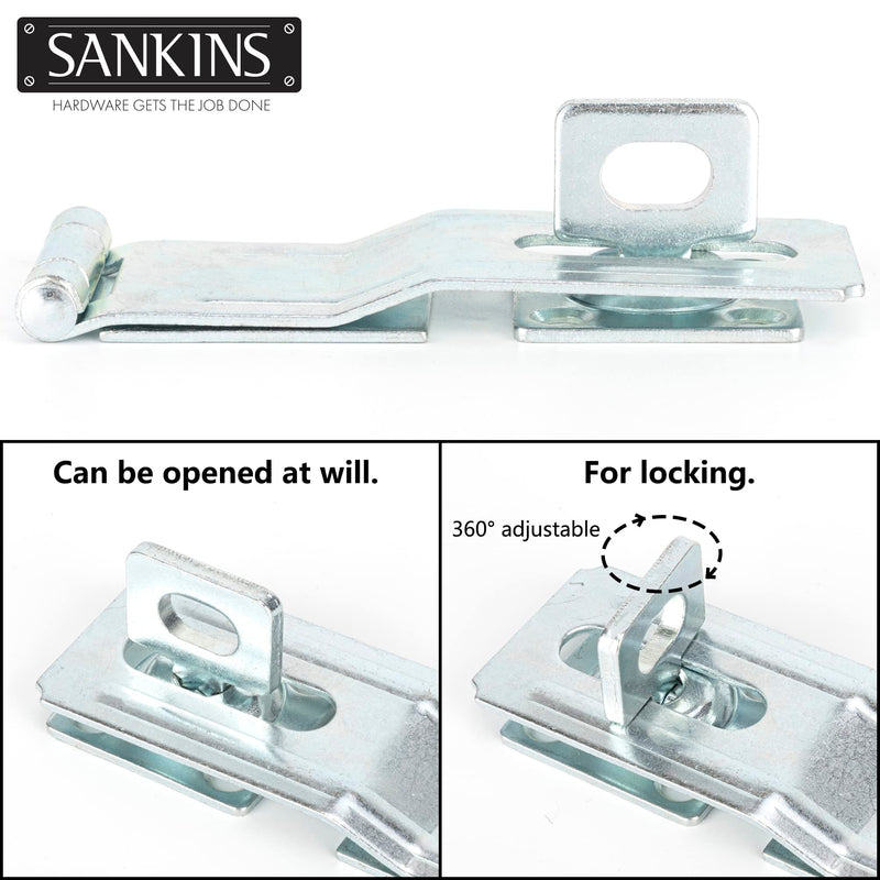 [Australia - AusPower] - SANKINS 4-1/2" Swivel Staple Safety Hasps, Gate Door Hasp Latches Safety Packlock Clasp Locking with Twist Knob for Fence, Gate, Cabinet, in Zinc Plated 1 Pack 