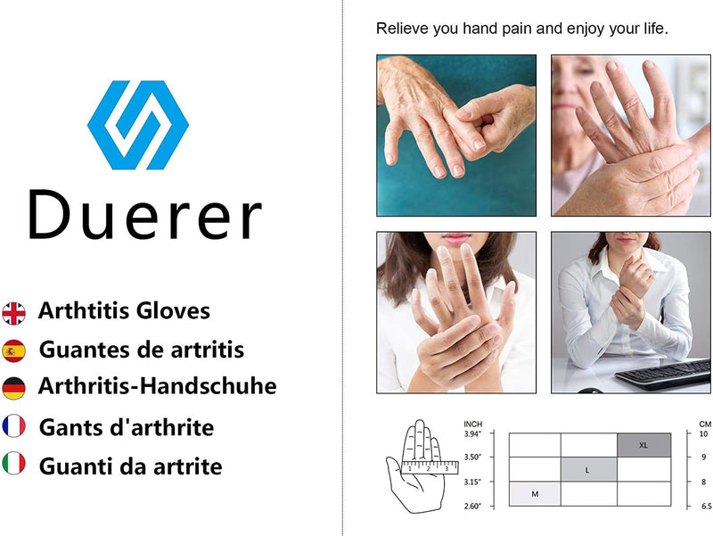 [Australia - AusPower] - Duerer Arthritis Gloves Women Men, Carpal Tunnel, Rheumatiod, Tendonitis, Fingerless Hand Thumb Compression Gloves Medium (1 Pair) Gray 