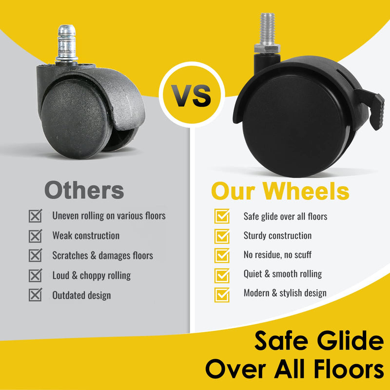 [Australia - AusPower] - 2" Stem Casters Replacement Casters Threaded Swivel Furniture Caster Wheels with Brakes 100Lbs (5/16-18-Black) 5/16-18-Black 