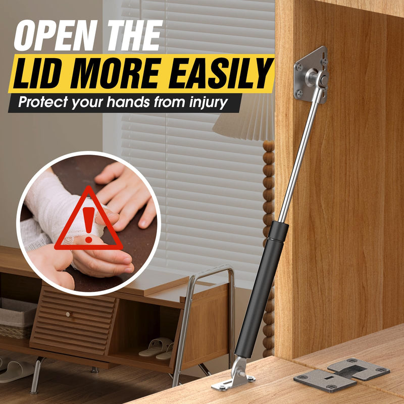Drop Down Gas Struts 100N/22LBS, Soft Close Gas Spring Hinges with 90° Opening Support, Heavy Duty Drop Down Cabinet Door Hinges for Kitchen Cabinets, Storage Cabinets, Black 2 Pack