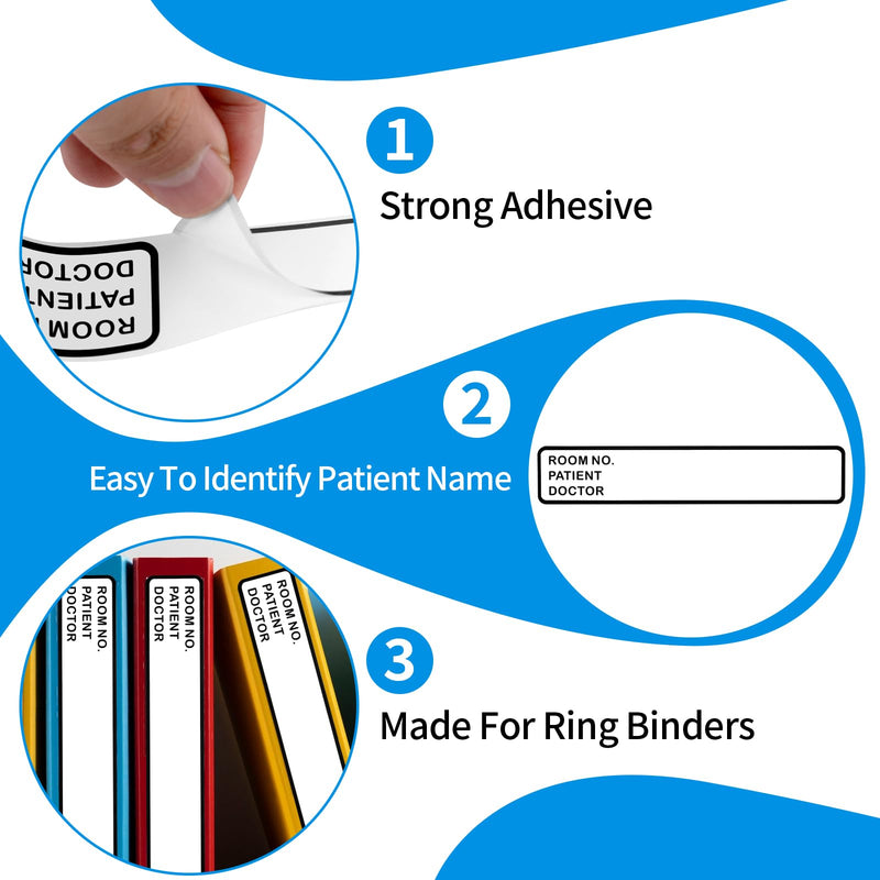 200 Pieces Binder Spine Stickers Patient Chart Binder 5.37 * 1inch Patient Id Adhesive Medical Chart Labels for Medical Chart Labels Storage Bins(Room No. / Patient/Doctor)