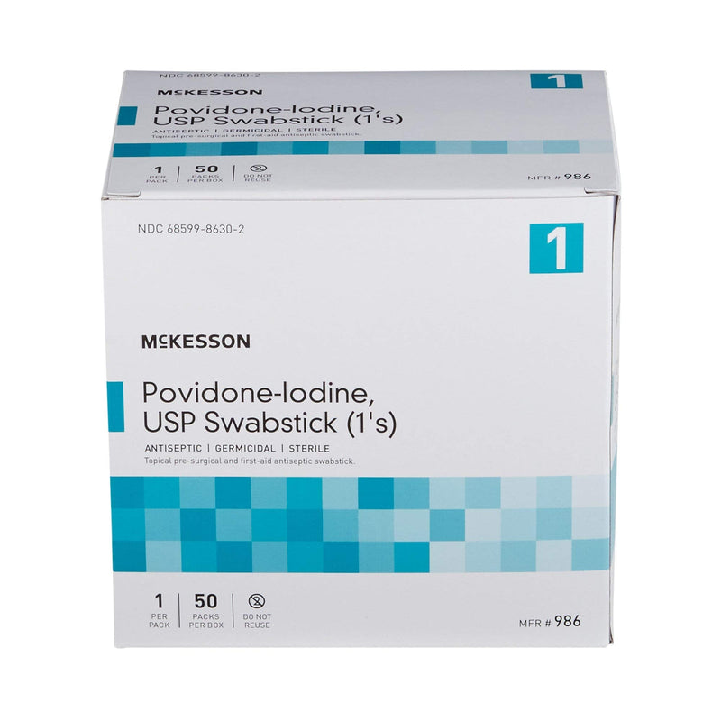 [Australia - AusPower] - McKesson Povidone-Iodine Impregnated Swab Stick, Sterile - 4 in, 50 Sticks, 1 Pack 50 Count 