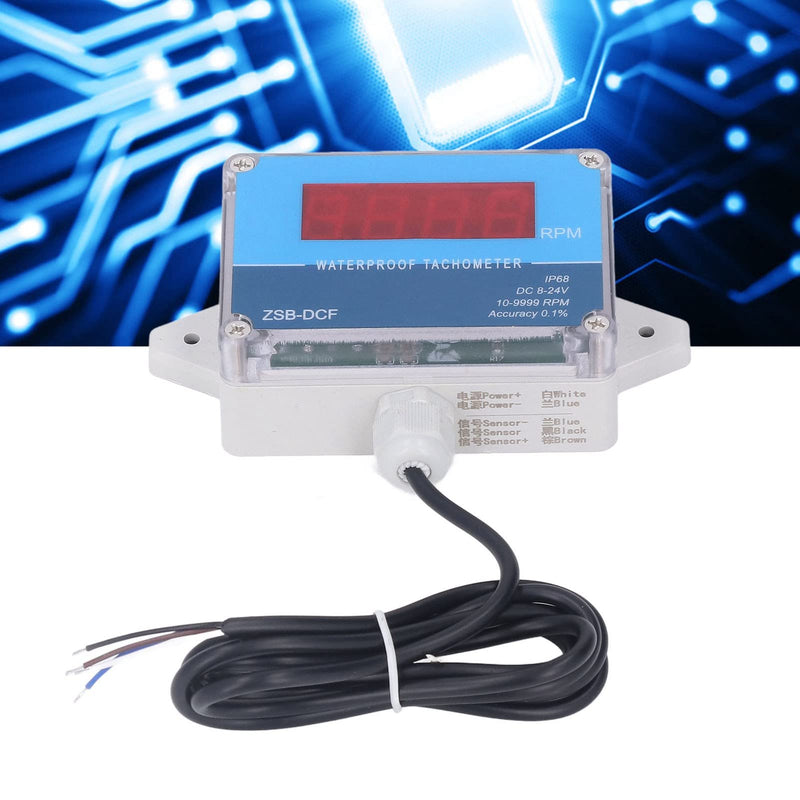 [Australia - AusPower] - Motor Tachometer LED Digital Display RPM Speed Meter Sensor IP68 Waterproof DC 8V to 24V 