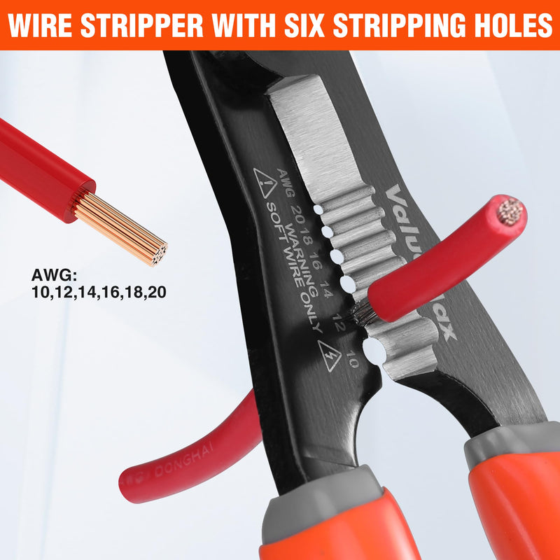 [Australia - AusPower] - Valuemax 4-in-1 Wire Stripper Tool, Wire Stripper, Wire Cutters, Wire Crimping Tool, Multifuntional Electrician Pliers for Clamping, Stripping, Cutting, Crimping, 10-20 AWG 