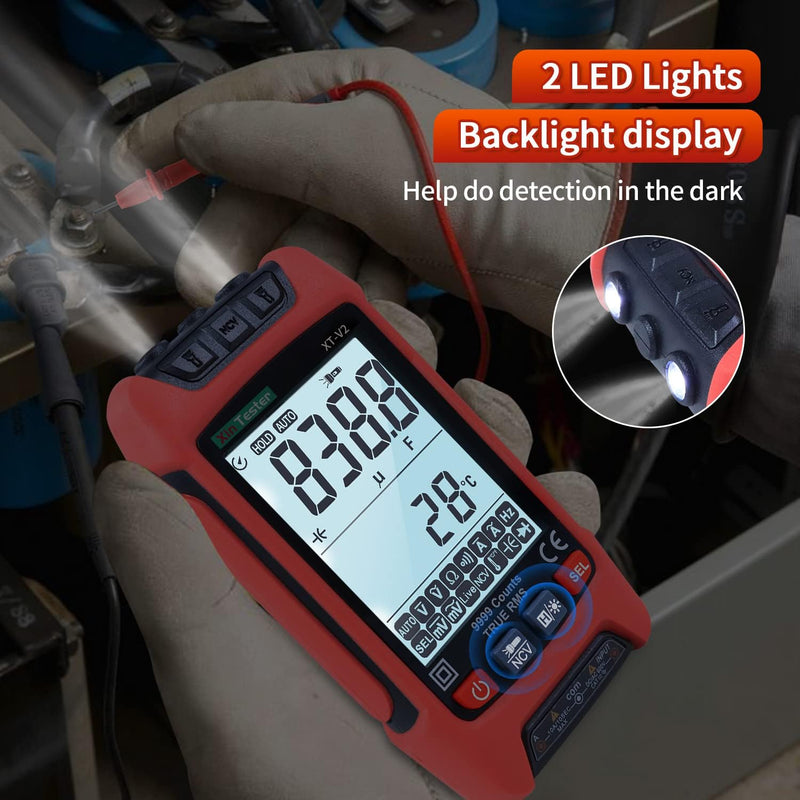 [Australia - AusPower] - Xin Tester Digital Multimeterwith Case TRMS 9999 Counts Auto-Ranging Voltmeter, AC/DC Amp Ohm Voltage Meter Capacitance Frequency Diode with Backlight Flashlight 