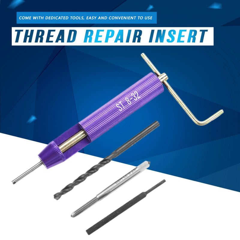 [Australia - AusPower] - Thread Repair Insert, 50Pcs Stainless Steel Coiled Wire Helical Screw Imperial 8-32UNC x 1.5D Thread Inserts Kit, with Dedicated Tap, Installation Tool, Breaker and 4.4UNC Drill Bit 