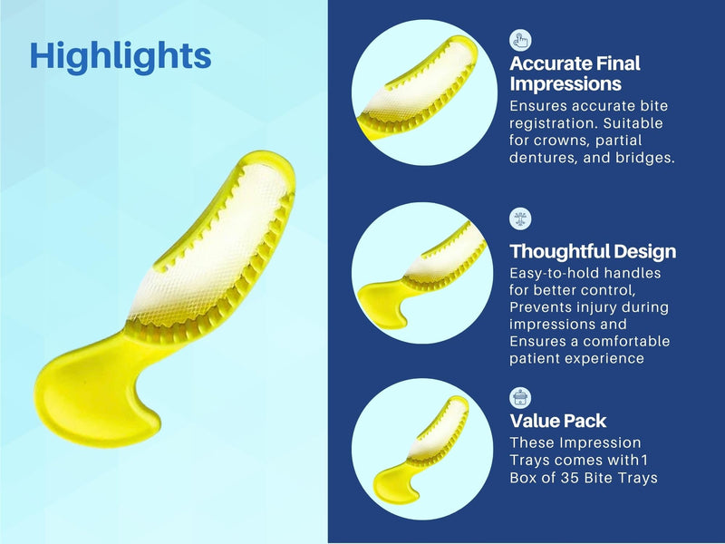 [Australia - AusPower] - Artman Instruments 35 Quadrant Dental Bite Registration Impression Trays, Impression Trays for Teeth Molds 1 Box of 35 Bite Trays 