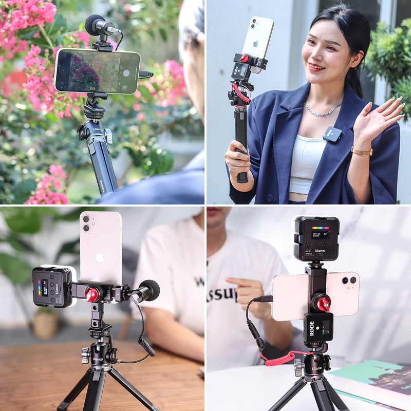 [Australia - AusPower] - PICTRON Metal Phone Tripod Mount 3 Cold Shoes & Arca Port, 360° Smartphone Tripod Adapter for iPhone Samsung Cell Phone Stand Holder for Desktop Tripod Video Live Streaming Vlogging Rig ST-27 