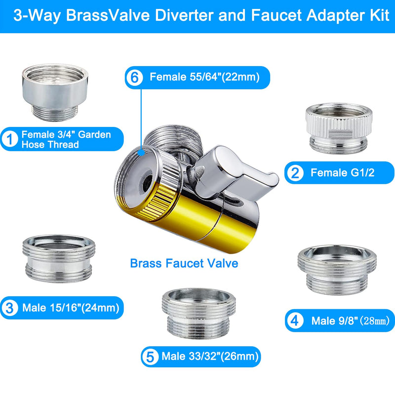 Kitchen Faucet Sink Sprayer Attachment, Sink Hose Sprayer with Aerator For Faucet with Brass Diverter and Stainless Steel Hose for Kithcen,Laundry Room, Bathroom Pet Shower,Hair Washing