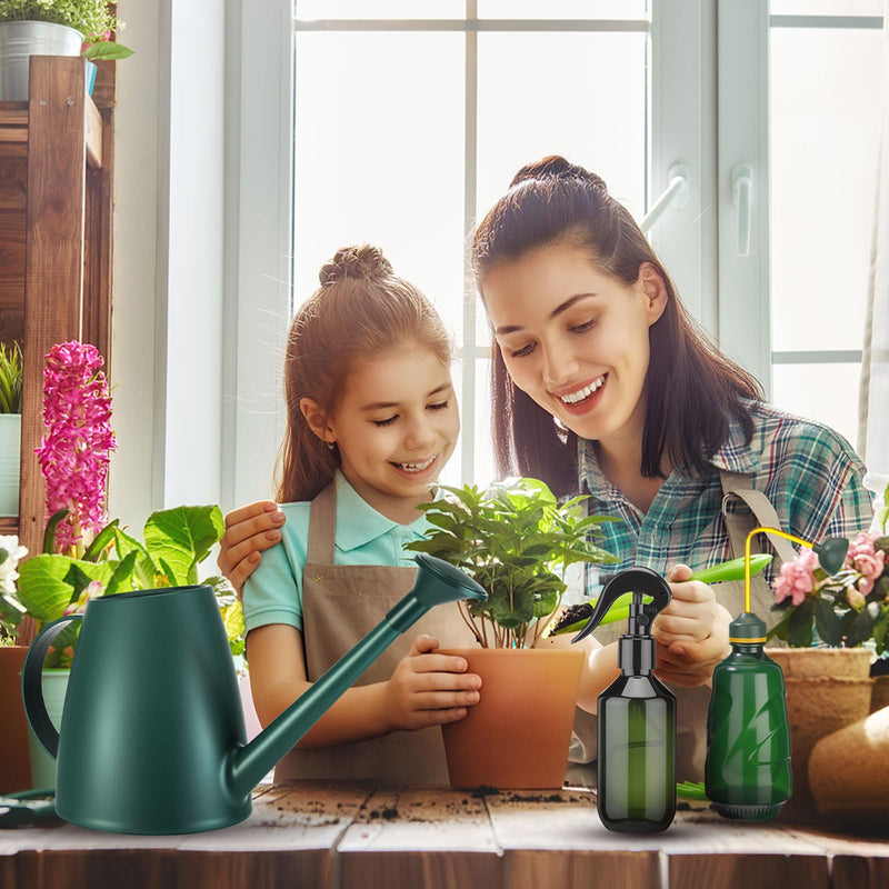 [Australia - AusPower] - Reallnaive 6 Pcs Indoor Watering Can Set 1/2 Gallon Can 6.8 oz Spray Bottle 17 oz Squeeze Bottle Plant Watering Globes Soil Moisture Meter Small Spraying Sets for Indoor Outdoor(Dark Green) Dark Green 