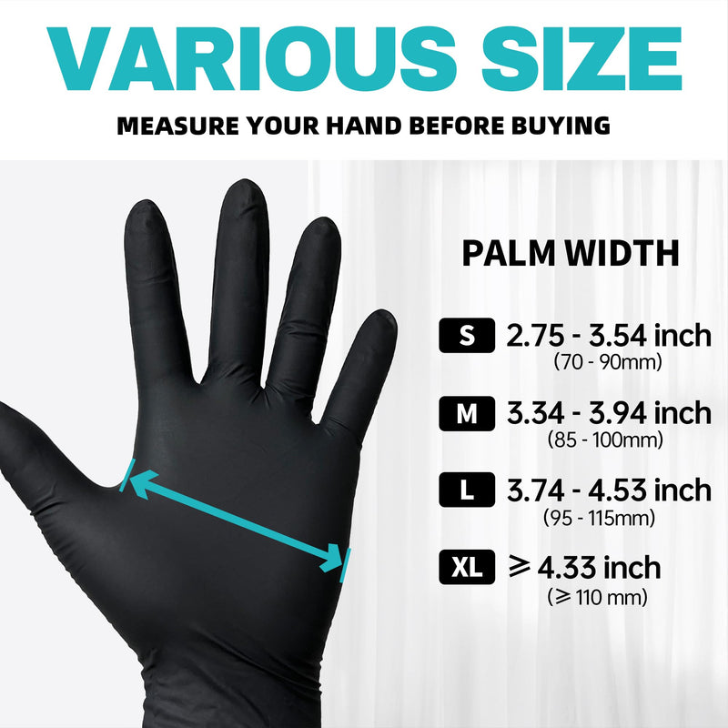 [Australia - AusPower] - Nitrile Exam Gloves, 4.0 Mil, 100 Pcs Black Disposable Gloves Powder-Free Latex-Free for Medical, Cooking, Food-Safe Black Medium (100) 