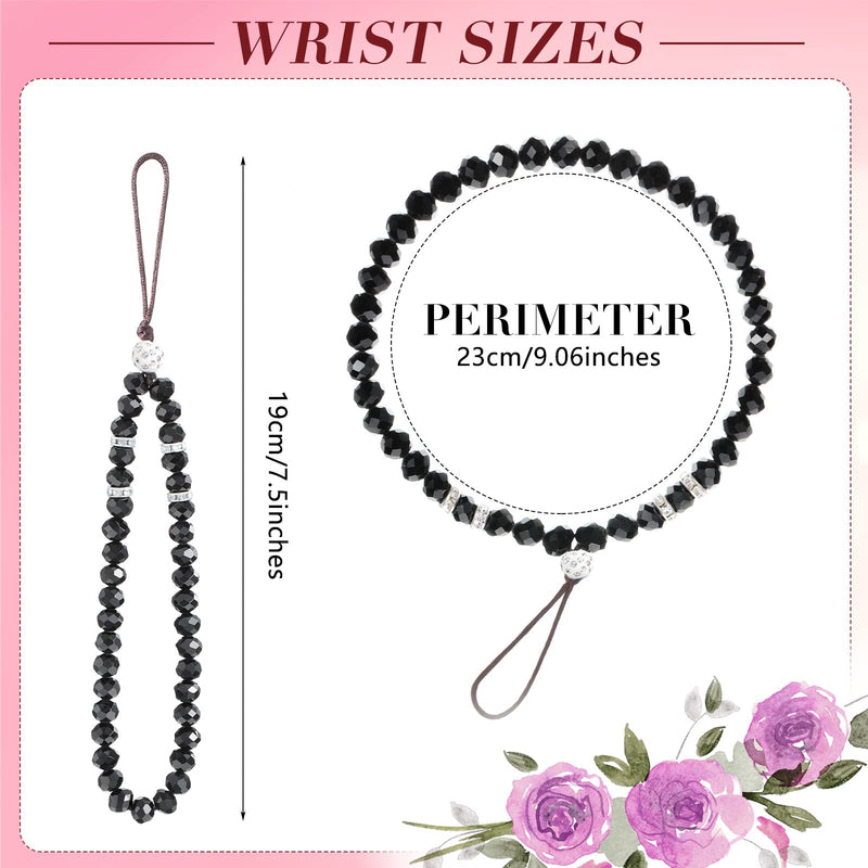 [Australia - AusPower] - Weewooday 3 Pieces Cell Phone Lanyard Strap Phone Charm Bling Crystal Beads Hand Wrist Lanyard Strap Beaded Women's Wristlet Black, White, Pink 