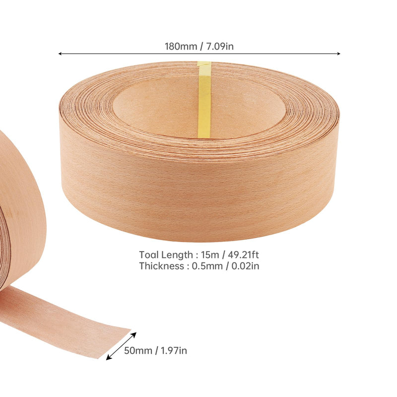 Beech Edge Banding,2 Inch X 50 Feet Wood Veneer Strips Iron-on for DIY Cabinet Repair Furniture Restoration Real Wood Trim Grain Tape (Beech, 2 Inch X 50 Feet) Beech