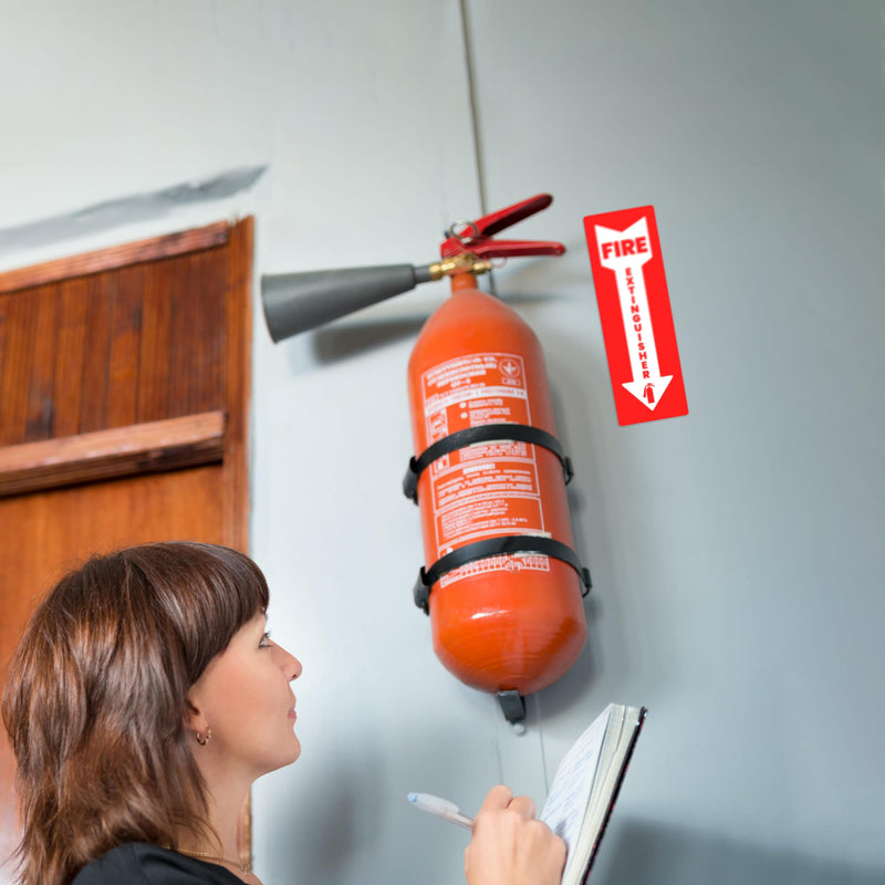 Fire Extinguisher Sticker (Vertical) for Commercial and Business Use: Office, Facility, Landlord - High Visibility Fire Extinguisher Sign for Safety and Compliance: Size 6" x 2", 20 Labels Vertical