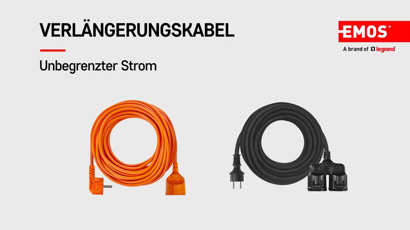 EMOS extension cable 5 m Schuko, rubber extension cable for outdoor use IP44, H07RN-F3G 1.5 mm2 5 metres Single