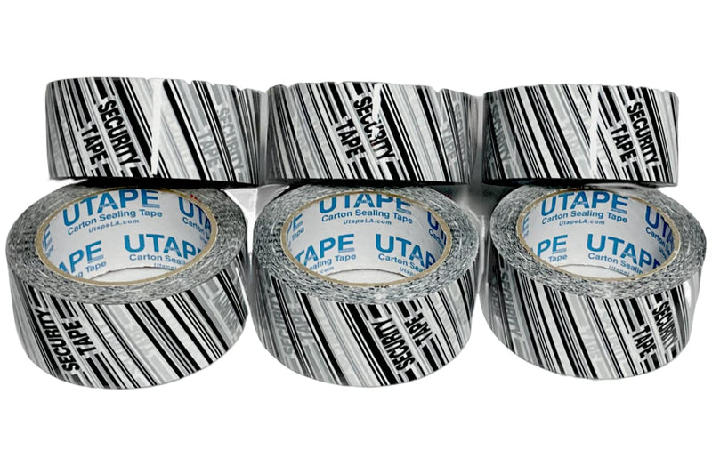 Security Tamper Proof Tape 2 Inch x 110 Yards x 6 Rolls, Stop Sign Sealing Tape Pre Printed, for Moving Boxes & Moving Supplies, Heavy Duty Shipping Packing Tape in White & Black 2 Inches x 110 Yards