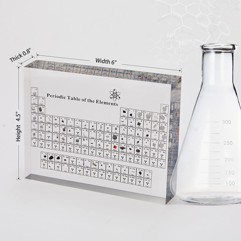 [Australia - AusPower] - Periodic Table with Real Elements Inside, Acrylic Periodic Table Display with 83 Real Elements Samples, Craft, Teaching Tool, Gift for Kid, Students, Teacher, Science Lovers, 6*4.5*0.8 inch 6.00" x 4.50" 