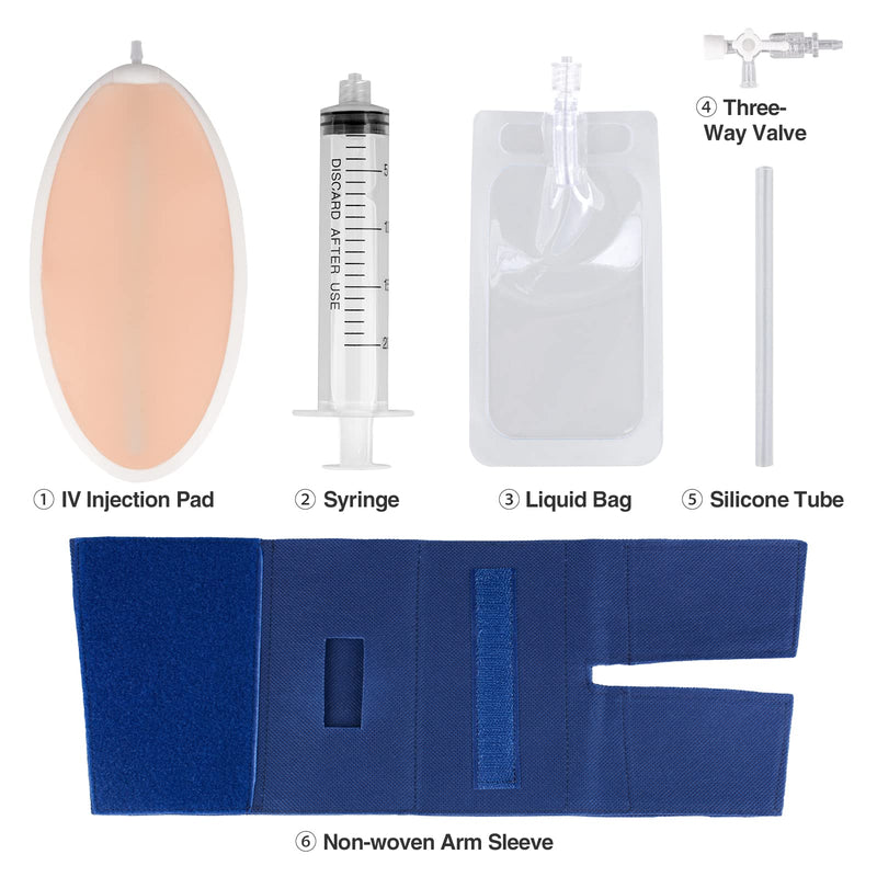 [Australia - AusPower] - Medarchitect IV Practice Kit for Injection Training, Wearable Injection Practice Kit for Venipuncture Practice, IV Injection/Insertion Practice Pad for Medical Education White 