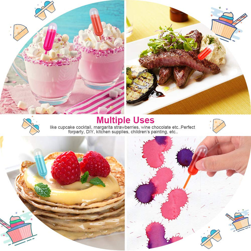 [Australia - AusPower] - Teenitor Cupcake Pipettes, 60Pcs 4ml Alcohol Infuser Plastic Pipettes Dropper Squeeze Dropper Disposable Mini Flavor Liquor Infuser for Chocolate Strawberries Cupcakes 60 