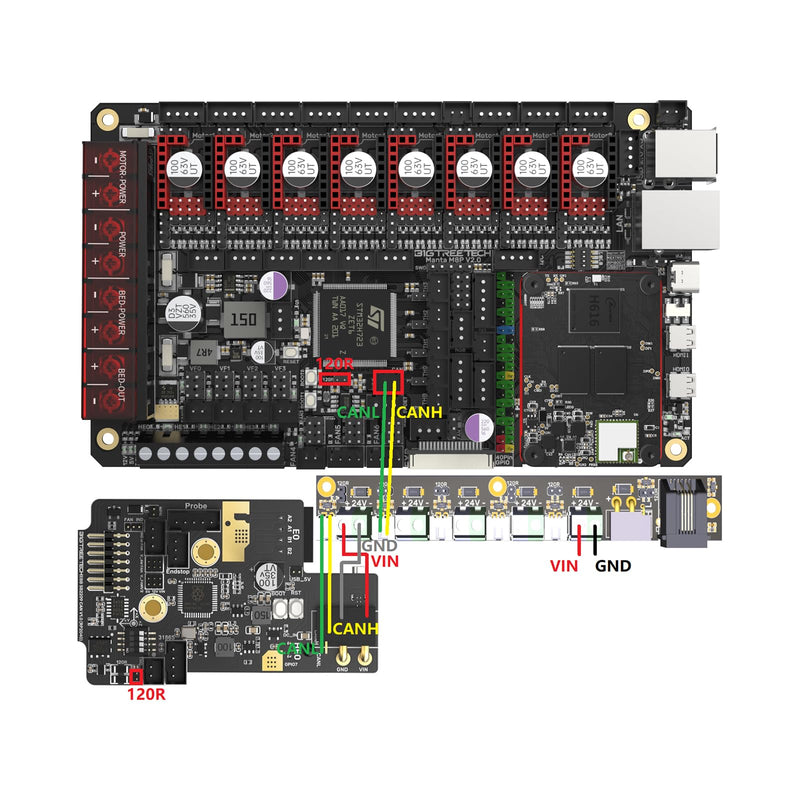 [Australia - AusPower] - BIGTREETECH CEB V1.0 CANbus Expansion Board Perfect for 2020 Aluminum Profiles Support Klipper, EBB SB2240/SB2209 EBB36/42 CAN+Octopus Pro H723, Manta M4P/M5P/M8P Control Board 