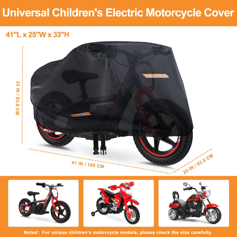 Kids Bike Cover Waterproof Outdoor,GRABADO Heavy Duty 420D Kids Motorcycle Bike Cover,Universal Children's Tricycle Cover with 4 Reflective Strips and Windproof Buckle,Small Kids Ride On Toy Car Cover 420D Kids Bike and Tricycle Cover