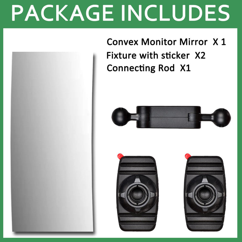 [Australia - AusPower] - Acrylic Wide Angle Rear View Mirror for Desk Computer PC Monitor, Stick-on Convex Mirror for Work Car Personal Safety and Security - 1 Pack 