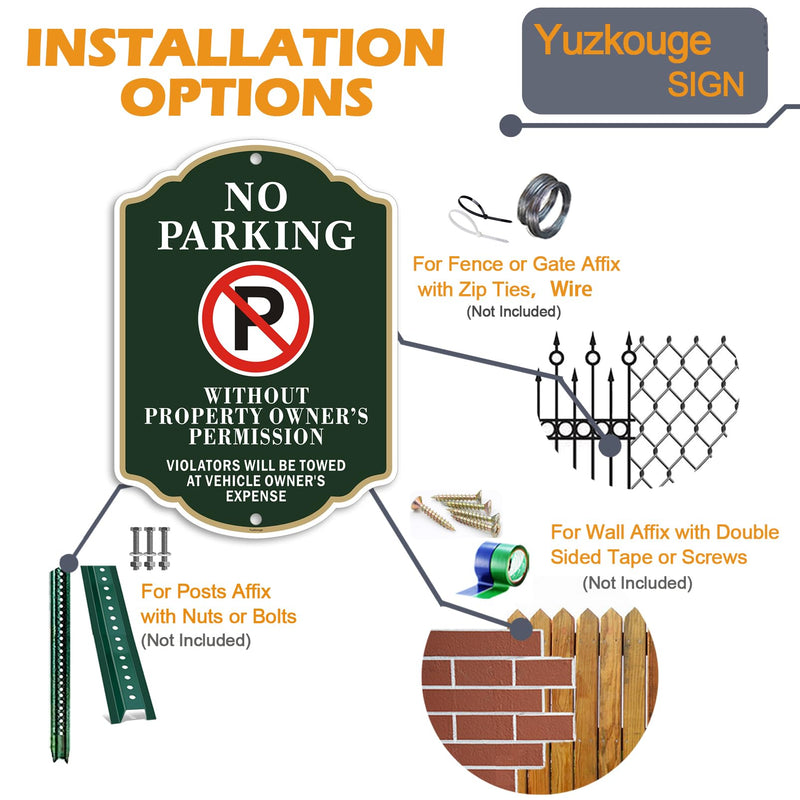 No Parking Sign, Violators Will Be to Towed at Vehicle Owner’s Expense - 2 Pack, 10” x 14” Rust Free Aluminum Sign, Weatherproof, Fade Resistant