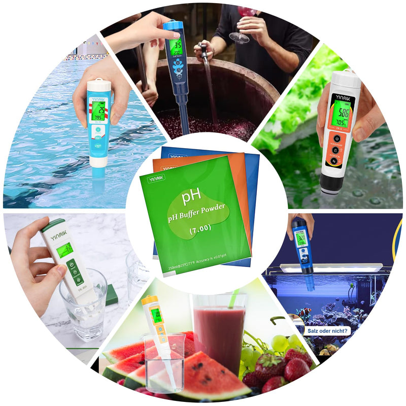 [Australia - AusPower] - YINMIK pH meter buffer solution powder, pH test meter for pH powder, 4.00/7.00/10.01 for 5 each with ±0.01 pH for fast, easy and accurate pH calibration 