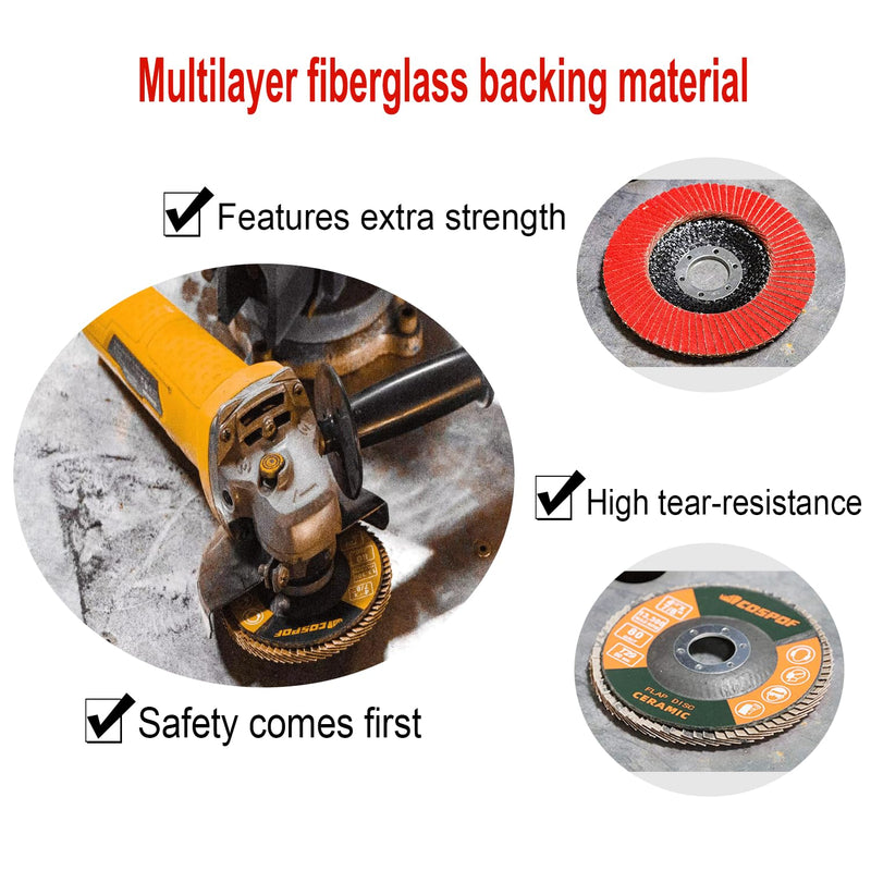 [Australia - AusPower] - Flap Discs, Flap Wheels 60 Grit, Ceramic Grinding Discs 115mm, 4-1/2 x 7/8 Inch Work with Universal Angle Grinders, Suitable for Metal Sanding Grinding and Conditioning, Type29, 10 Pack. 