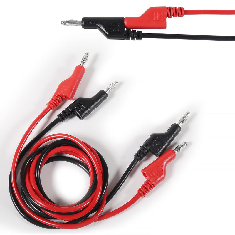 [Australia - AusPower] - 2PCS Stackable 4MM Banana to Banana Plug Test Leads Banana Plug Test Cables 1m/3.28ft for Electrical Testing Multimeter(Red+Black) 2pcs 