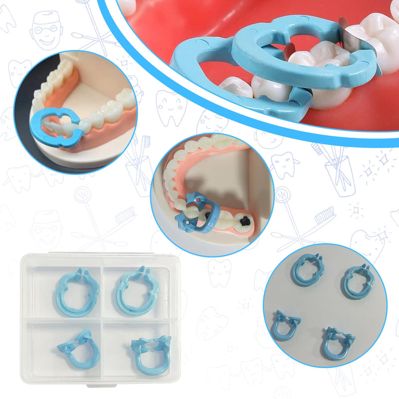 [Australia - AusPower] - 4-Piece Dental Rubber Dam Clamps Set, Hard Resin Material, includes Anterior and Posterior Rubber Barrier Clips, Endodontic Rubber Dam Holders, Autoclavable Dentist Tools for Tooth Isolation Blue 