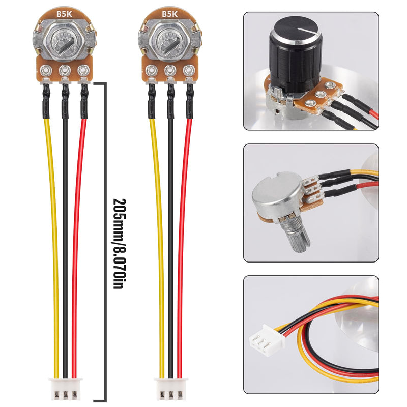 [Australia - AusPower] - ALLECIN Pack of 3 5K Ohm B5K Potentiometer Mono Linear WH148 Rotary Potentiometers 3 Clamps Rotary Taper Single Potentiometer Variable Resistors with XH2.54-3-Pin Connection Cable and 3 Pieces Rotary 